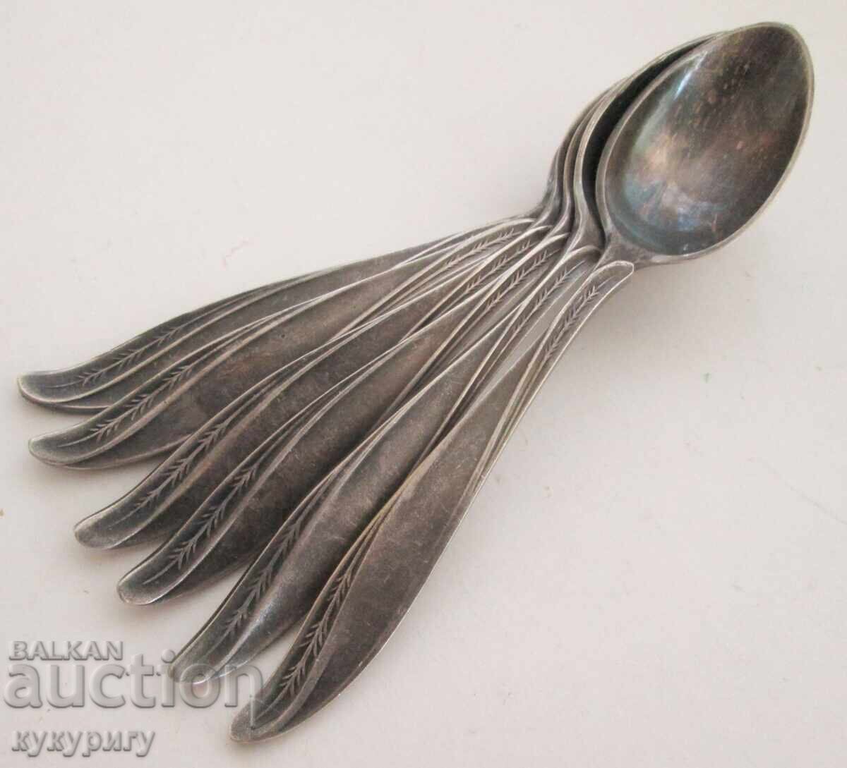 Set of 6 old silver-plated small coffee spoons - 5