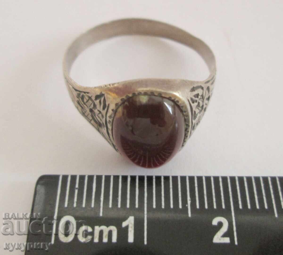 Παλαιό Αναγεννησιακό ασημένιο δαχτυλίδι με πέτρα Αχάτη - 6