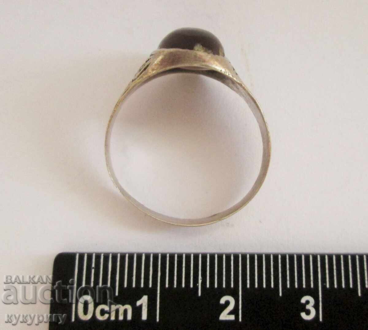 Παλαιό Αναγεννησιακό ασημένιο δαχτυλίδι με πέτρα Αχάτη - 7