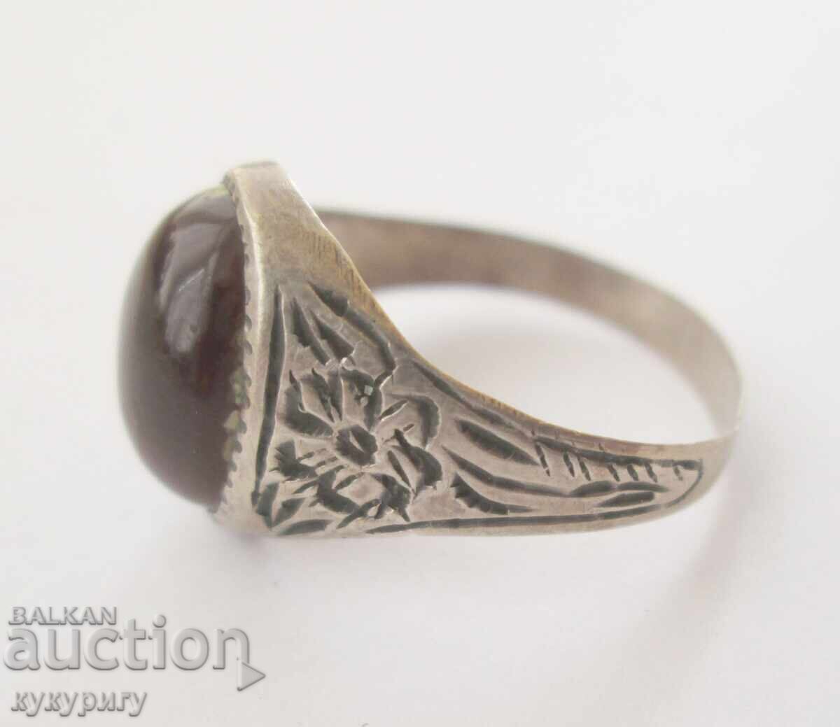 Παλαιό Αναγεννησιακό ασημένιο δαχτυλίδι με πέτρα Αχάτη