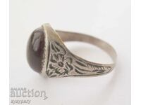 Old Revival Silver Ring with Agate Stone