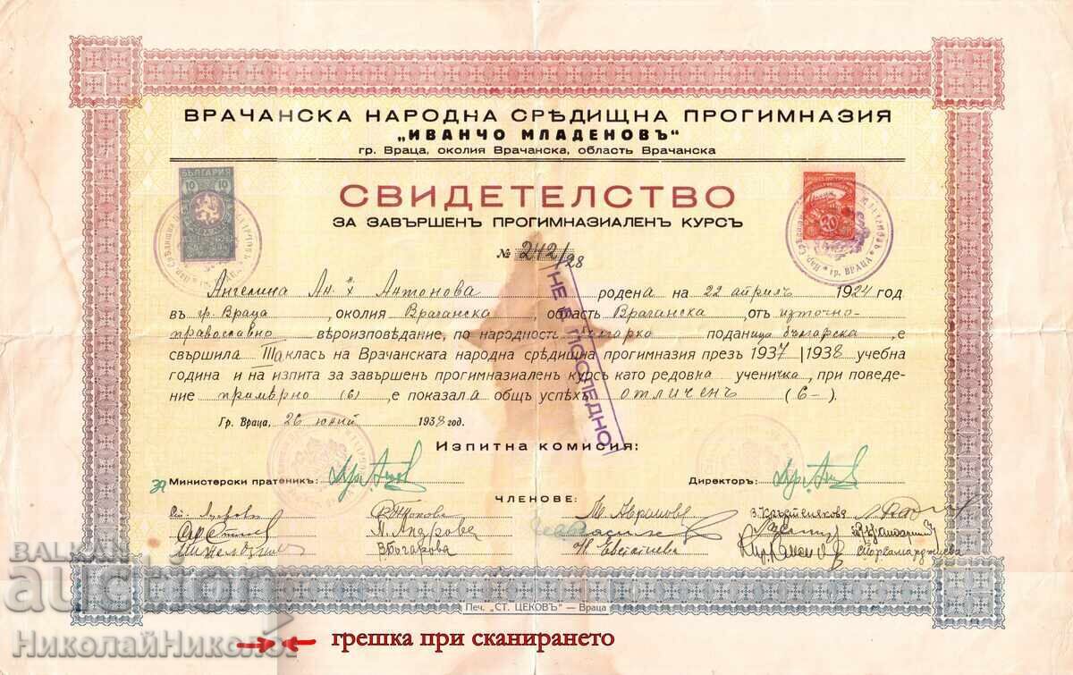 1938 ΣΧΟΛΙΚΟ ΑΠΟΛΥΤΗΡΙΟ ΒΡΑΤΣΑ ΣΧΟΛΕΙΟ "ΙΒΑΝΤΣΟ ΜΛΑΝΤΕΝΟΦ" Ε185 - 5