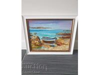 Bulgarian oil painting on canvas / Dimitar Genev / seascape
