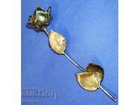 Obiect vechi, frumos din argint - trandafir