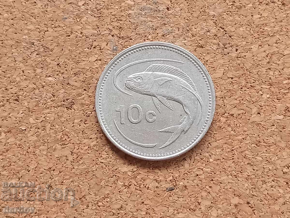 Malta 10 cenți 1986