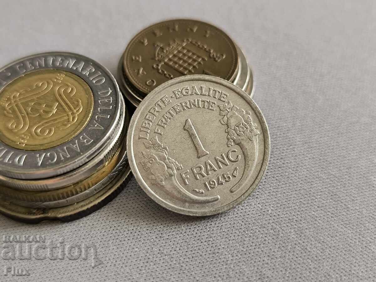 Mонета - Франция - 1 франк | 1945г.