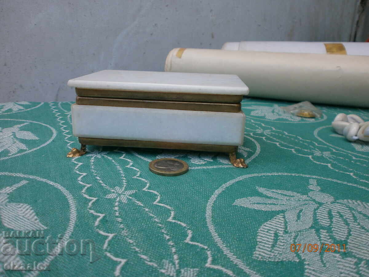 Cutie rară bronz piatră marmură RPR - 6 Cutie rară bronz piatră marmură RPR - 6