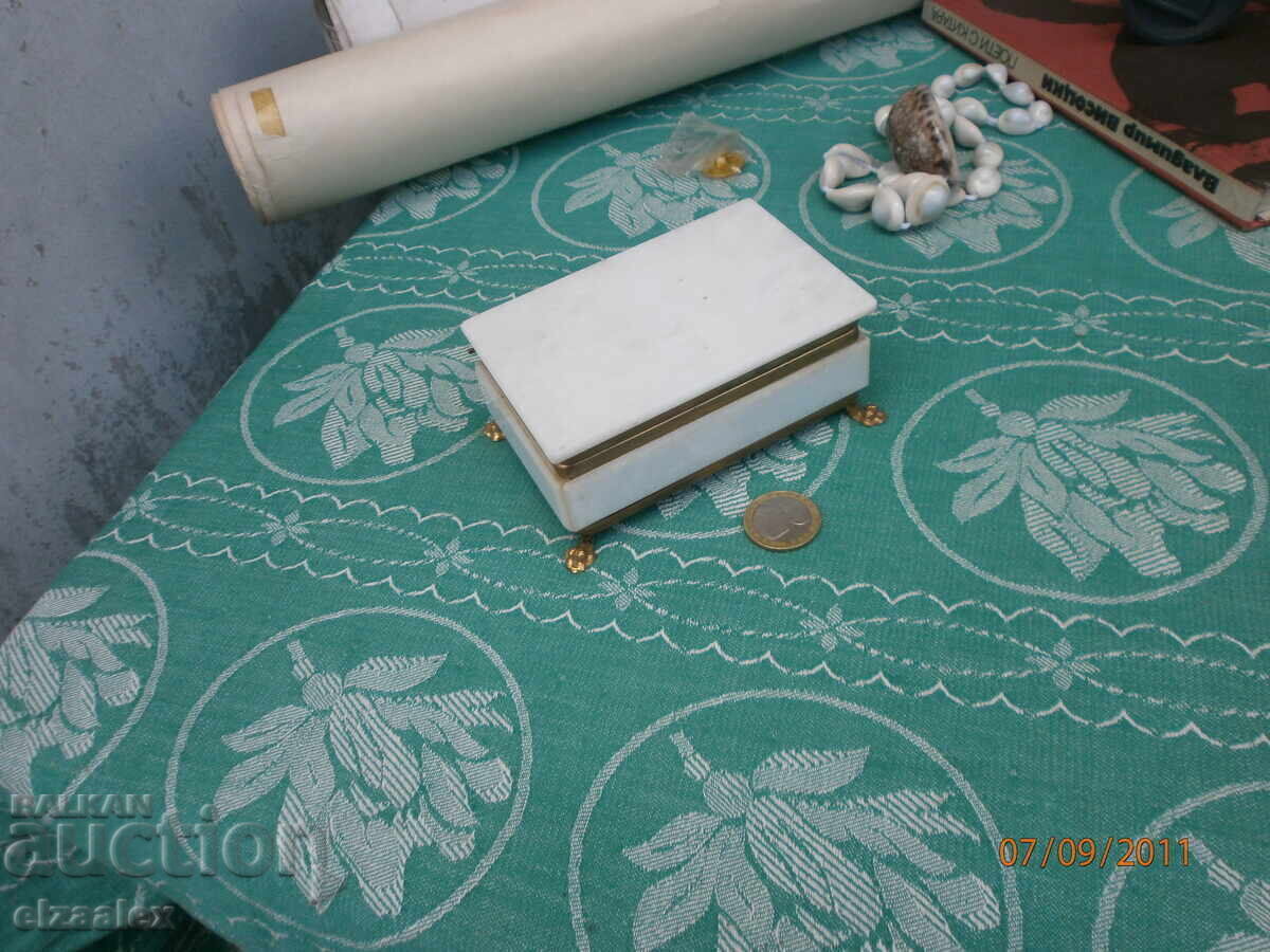 Cutie rară bronz piatră marmură RPR - 7 Cutie rară bronz piatră marmură RPR - 7