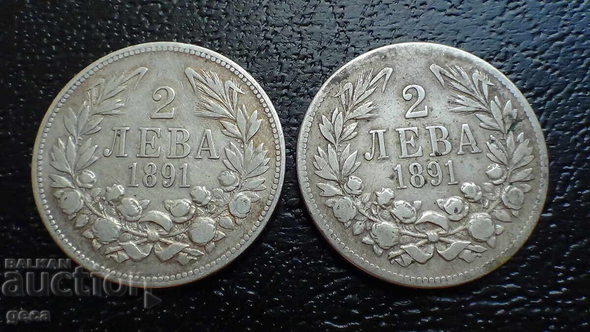 2 leva 1891 g. 2 τεμάχια - 5 2 leva 1891 g. 2 τεμάχια - 5