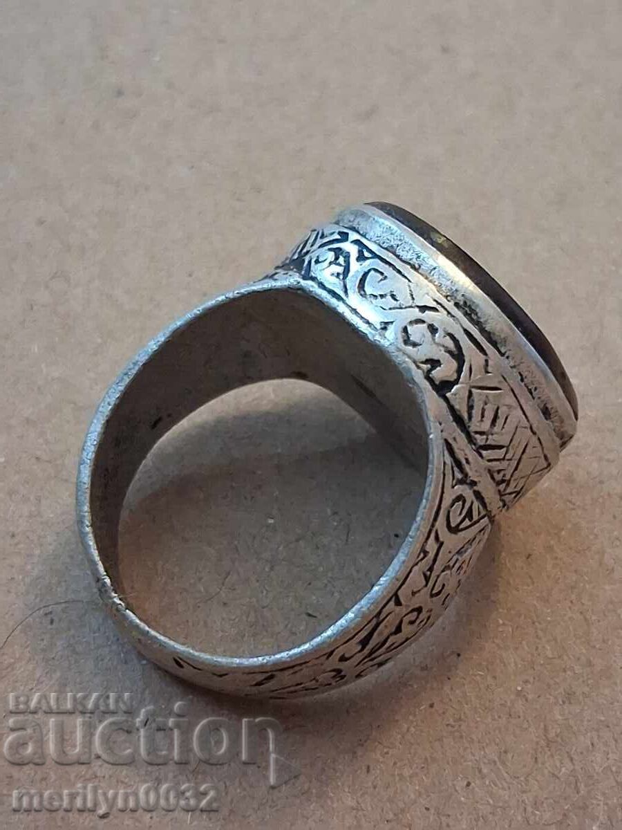 Ottoman Silver Ring with Carnelian Stone Jewelry - 5