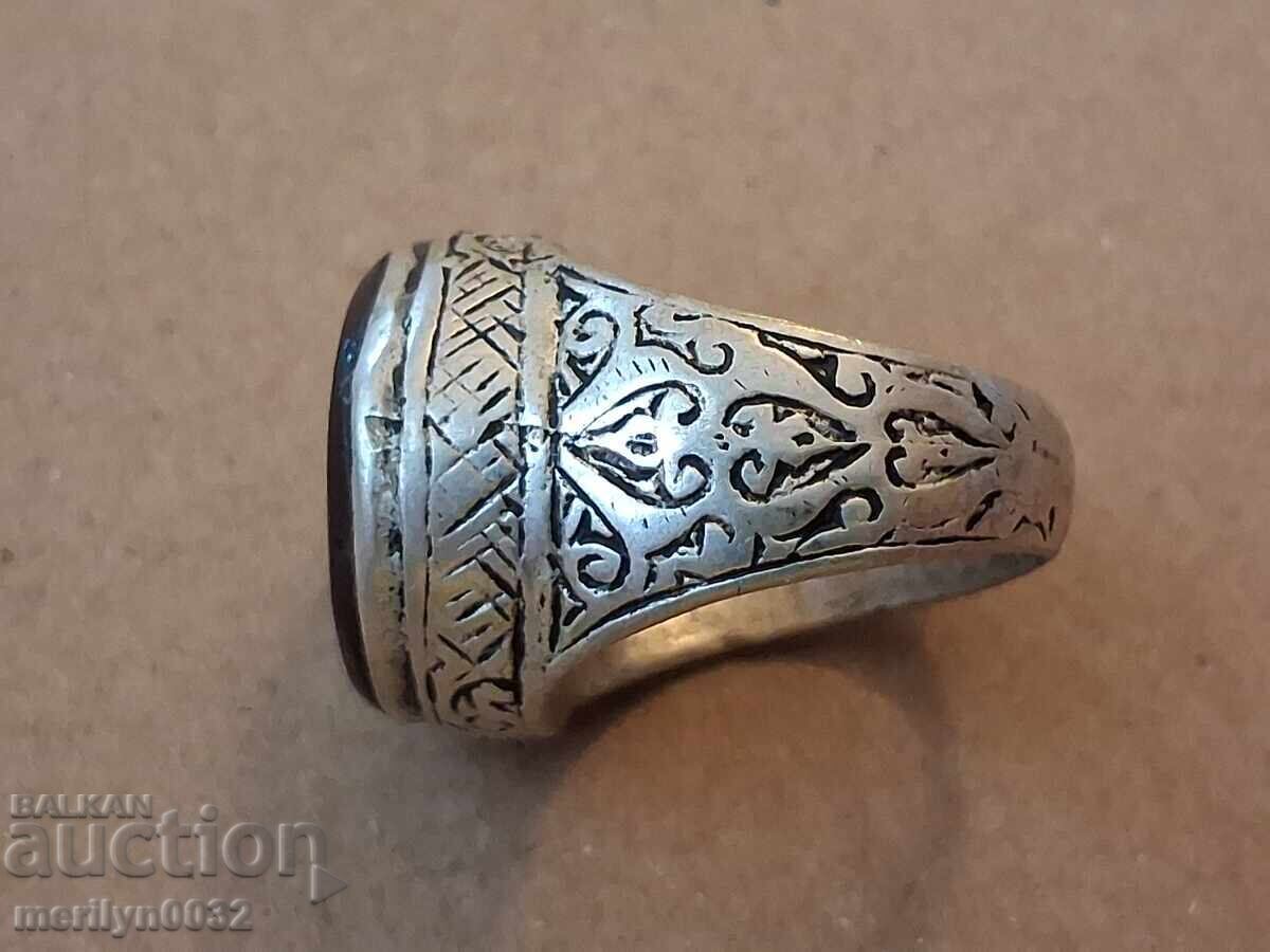 Ottoman Silver Ring with Carnelian Stone Jewelry - 6