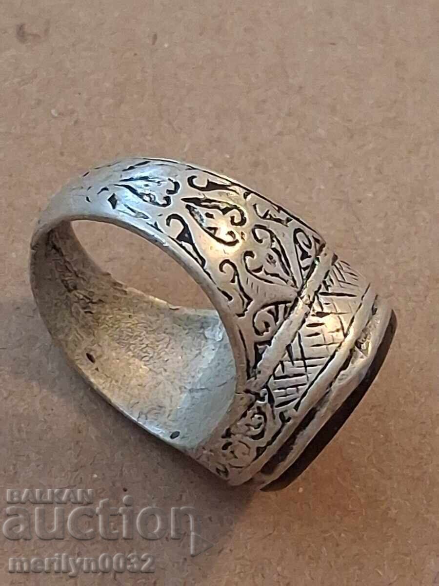 Ottoman Silver Ring with Carnelian Stone Jewelry - 7