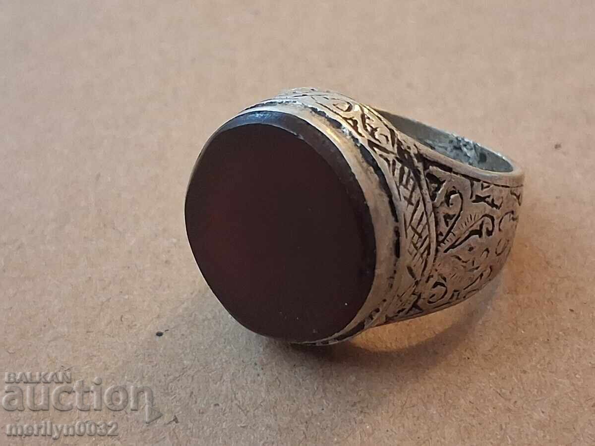 Ottoman Silver Ring with Carnelian Stone Jewelry