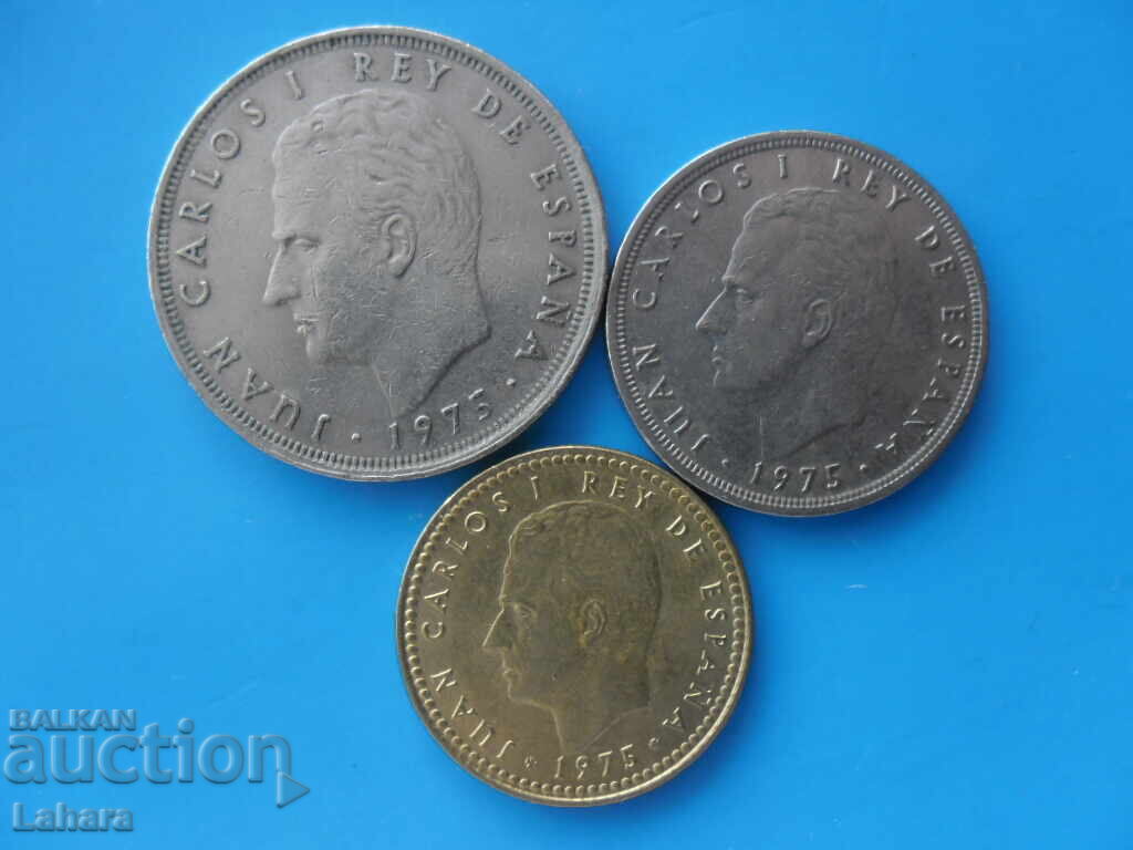 1, 5, and 25 Pesetas 1975 Spain with price 1.00 BGN | € 0.51 1, 5, and 25 Pesetas 1975 Spain with price 1.00 BGN | € 0.51