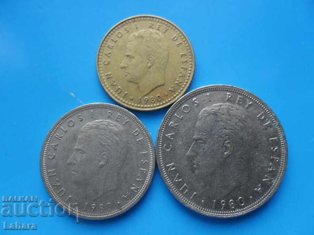 1, 5 και 25 πεσέτες 1980. Ισπανία με τιμή 1.20 BGN | € 0.61