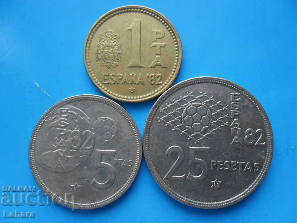 1, 5 și 25 pesetas 1980. Spania