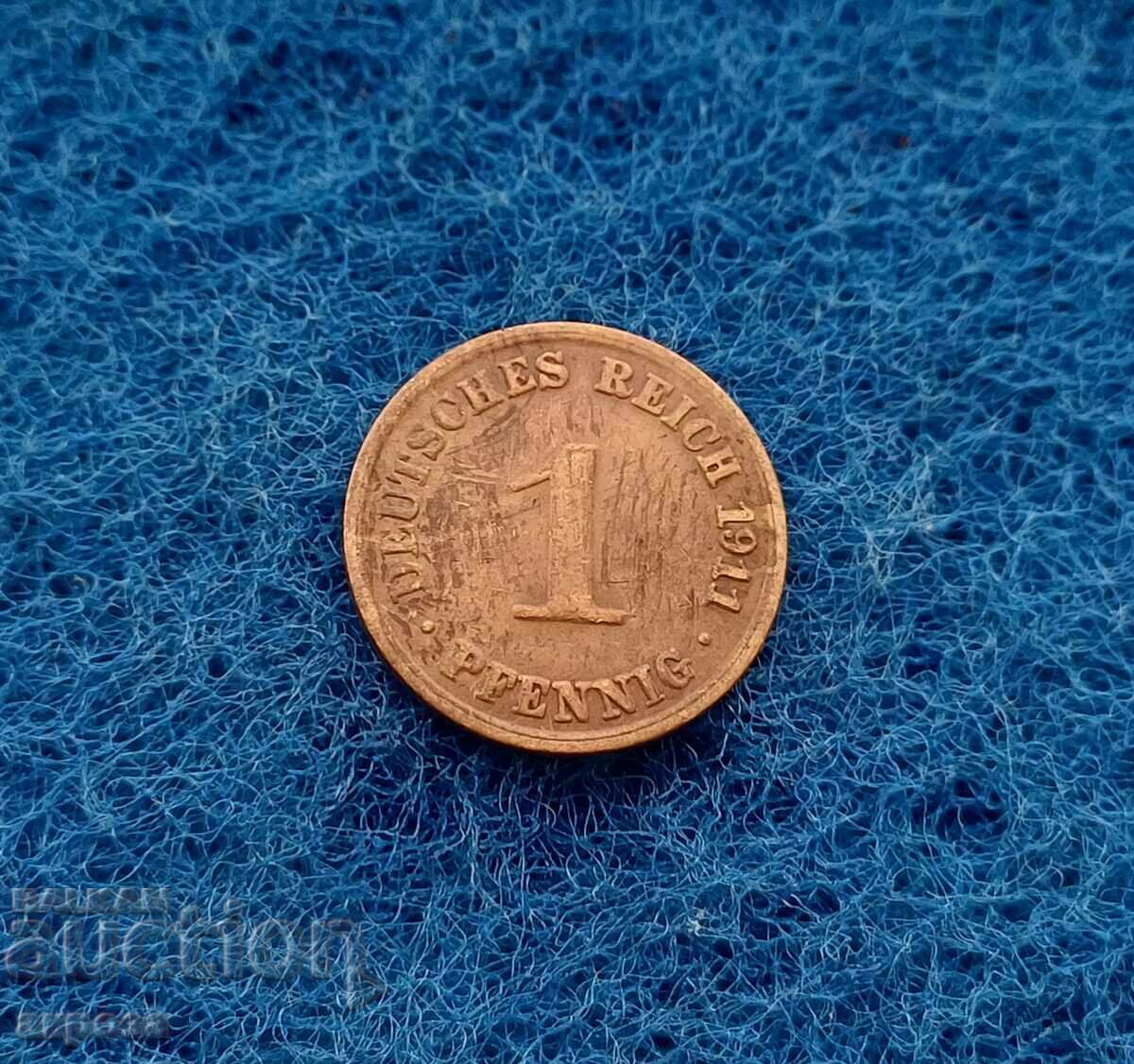 1 πφέννιχ Γερμανίας 1911/Α με τιμή 2.60 BGN | € 1.33