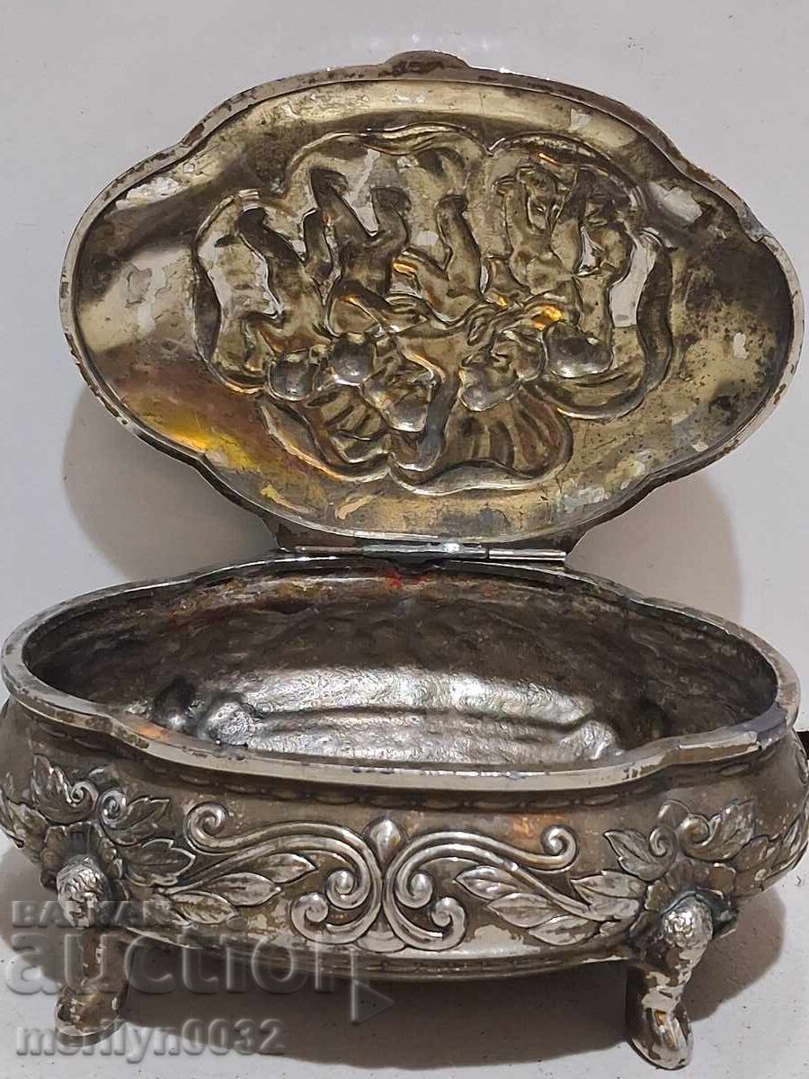 Cutie metalică pentru bijuterii Art Deco, începutul secolului al XX-lea - 5