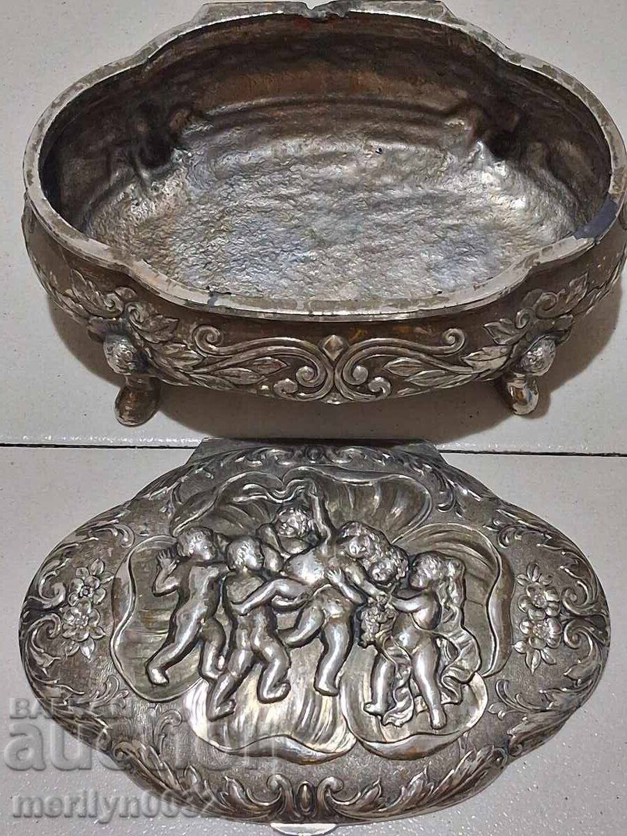 Cutie metalică pentru bijuterii Art Deco, începutul secolului al XX-lea - 6