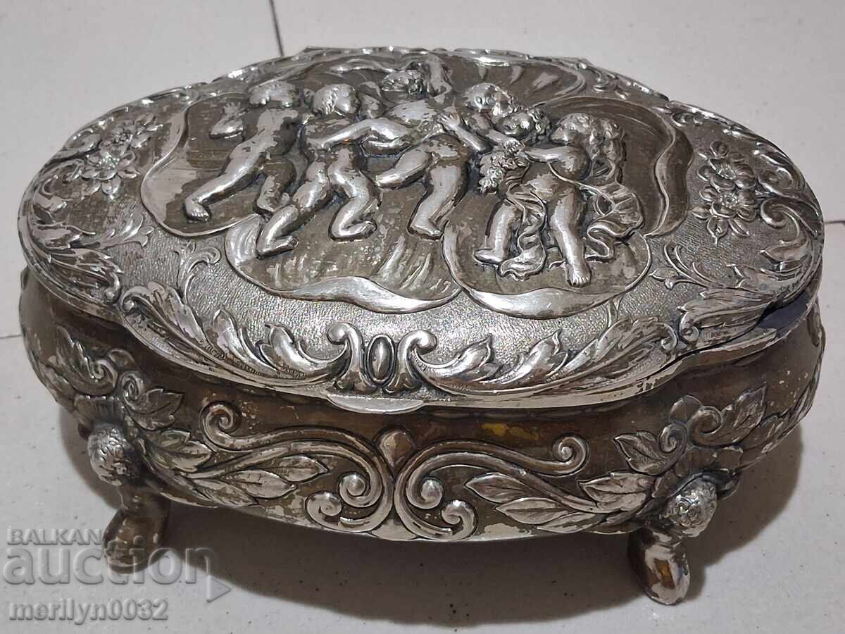 Cutie metalică pentru bijuterii Art Deco, începutul secolului al XX-lea