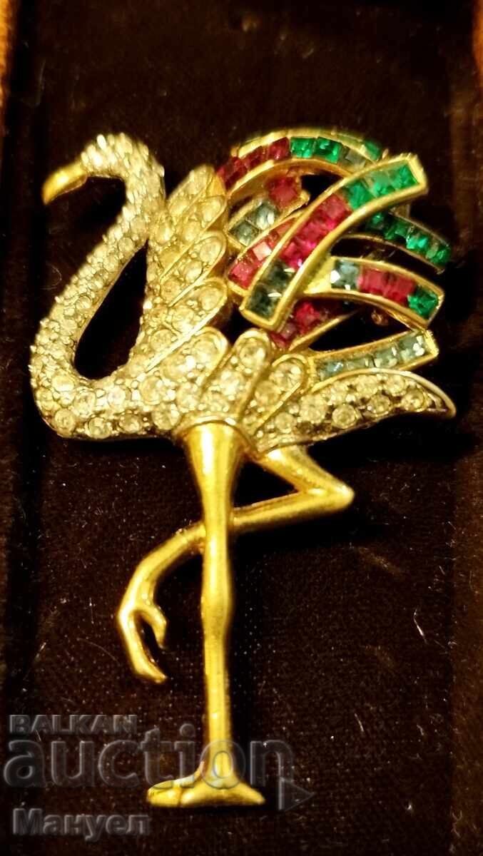 Αντίκα καρφίτσα "Φλαμίνγκο" της Karoly Friedlander