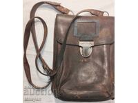 Geantă de piele veche de comandant, planșetă, socială timpurie