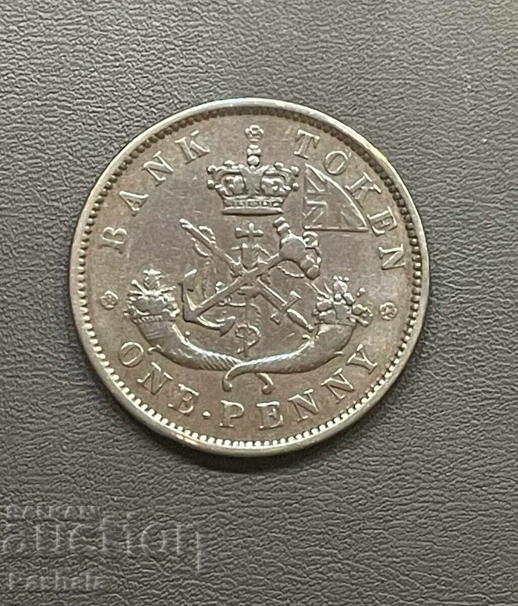 Канада 1 пени 1857 г. Токен.