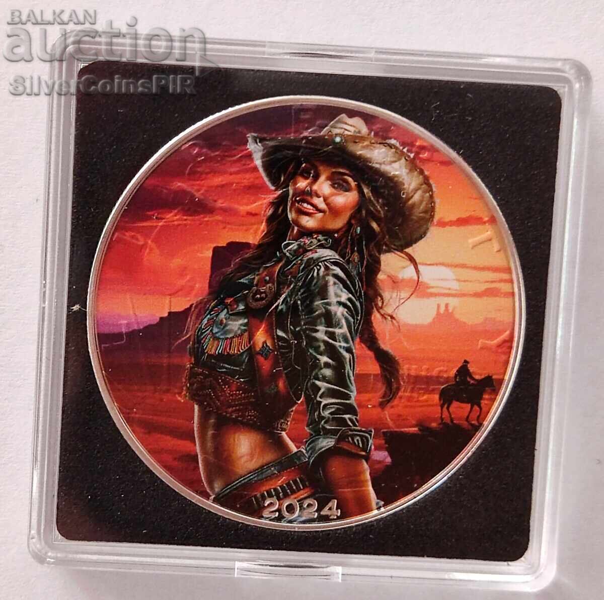 Auction Silver 1$ Cowgirl from the Wild West 2024 USA Auction Silver 1$ Cowgirl from the Wild West 2024 USA