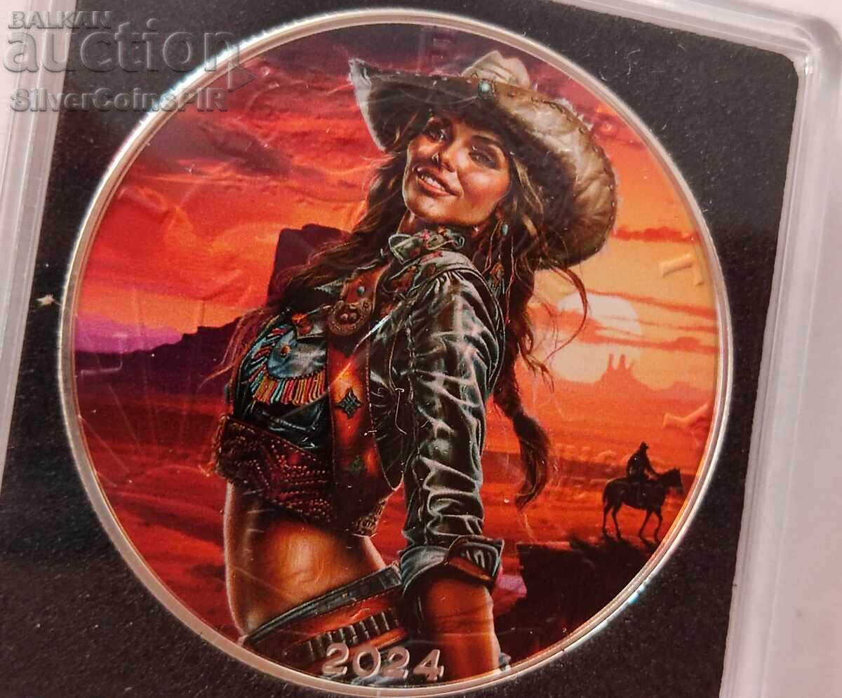 Silver 1$ Cowgirl from the Wild West 2024 USA Silver 1$ Cowgirl from the Wild West 2024 USA