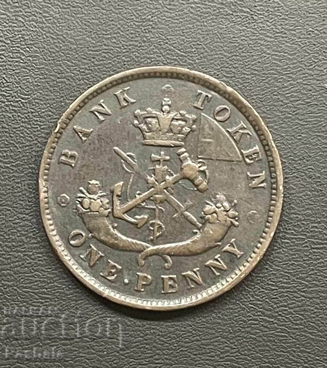 Канада 1 пени 1850 г. Токен.