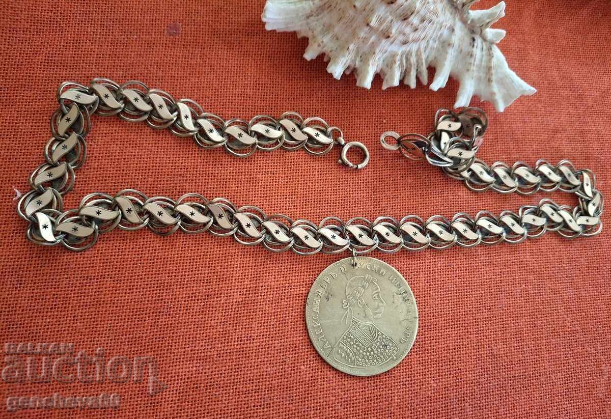 Аукцион Възрожденска позлатена огърлица кордон DUBLE с пендар