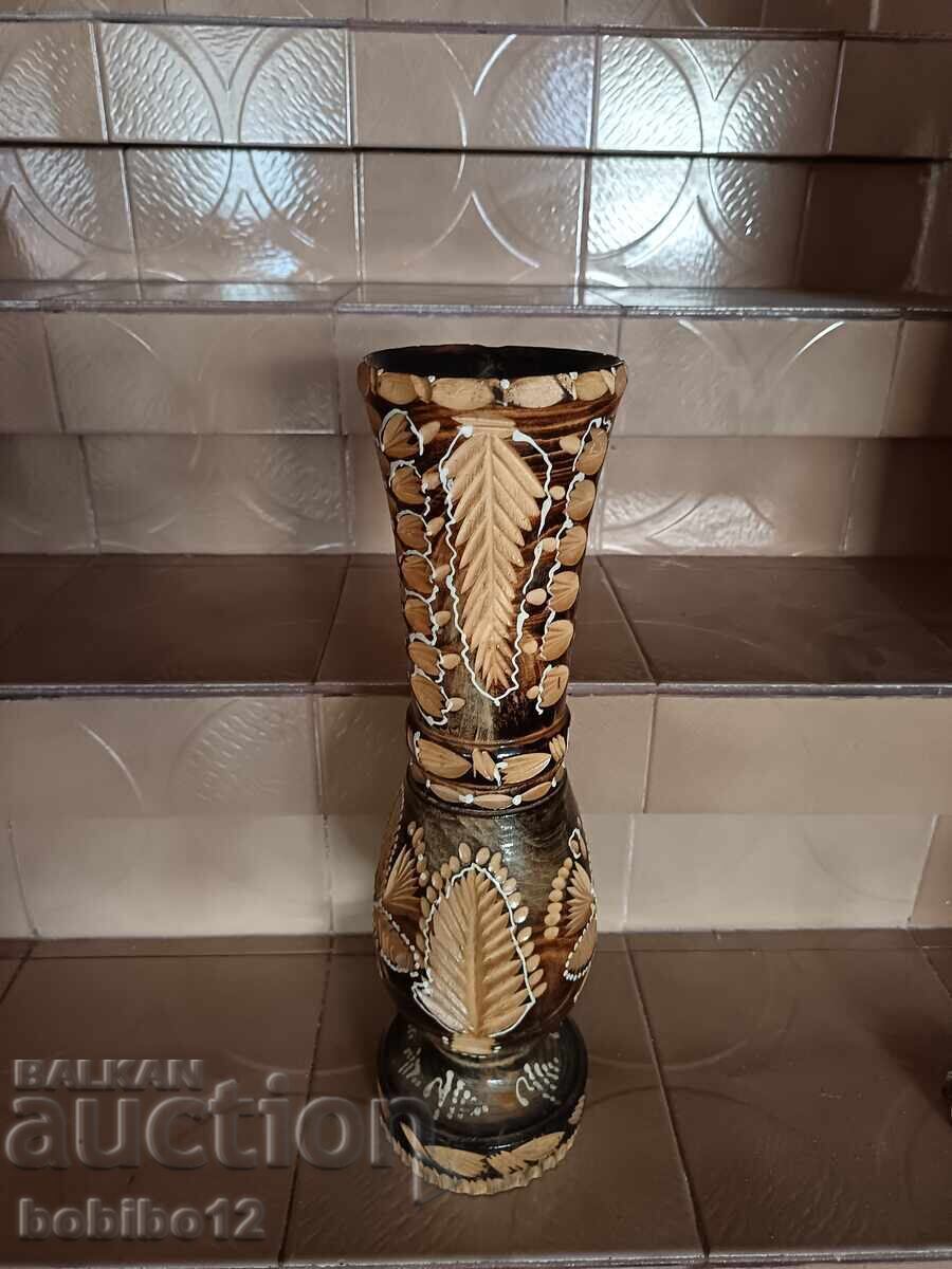 Аукцион Дървена декоративна ваза 40см.