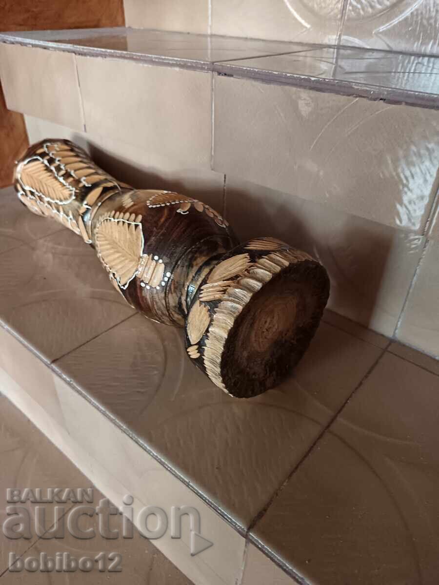 Ξύλινο διακοσμητικό βάζο 40εκ - 5