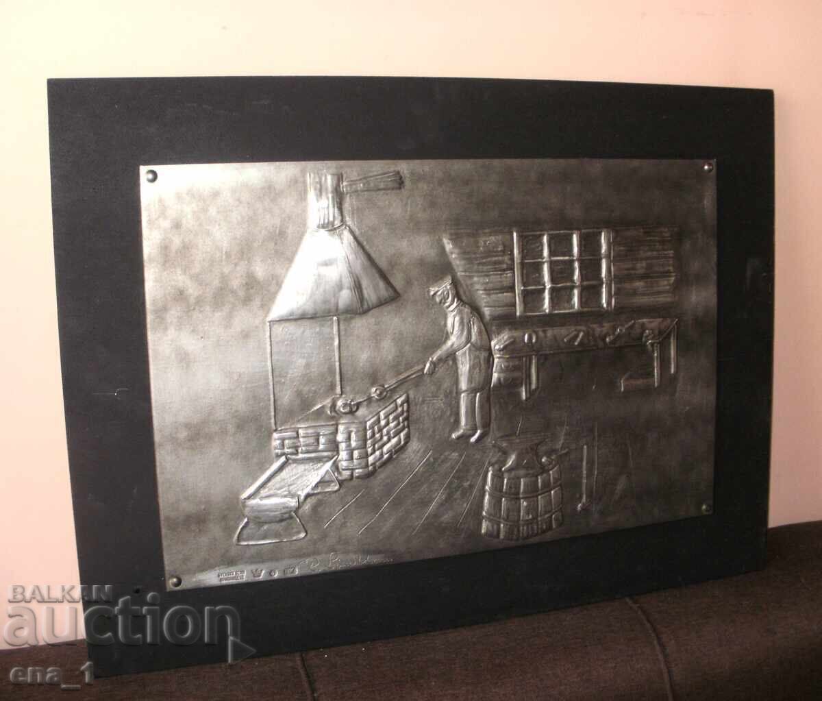 Metal wall relief, Swedish pewter, signed by R. Lindblom - 5