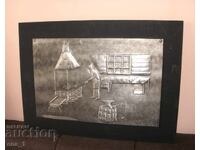 Relief metalic de perete, cositor suedez, semnat de R. Lindblom