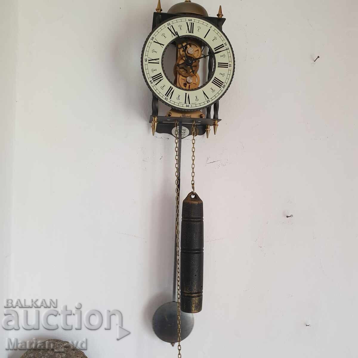 Hermle wall clock, weight-driven, wrought iron - 6