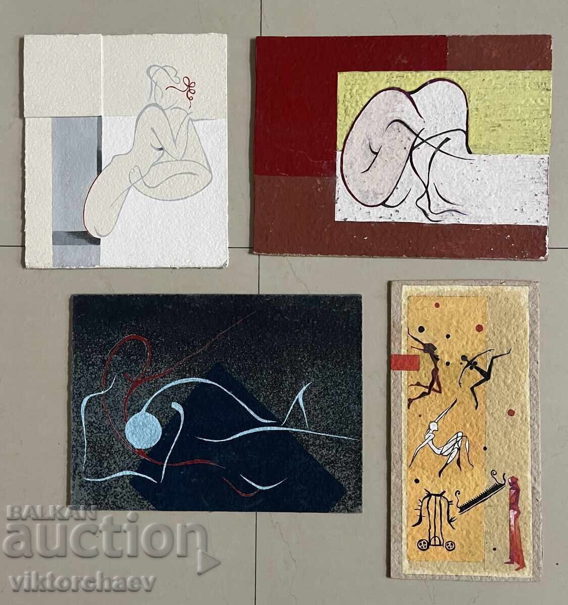Kaloyan Bogdanov - Kalo - 4 pcs. Interesting original paintings