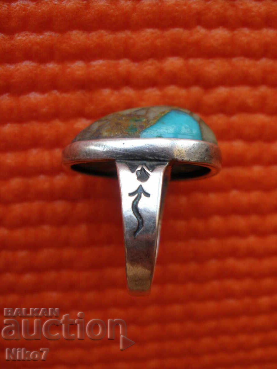 Delivery of Antique silver ring with natural stone - "copper turquoise"