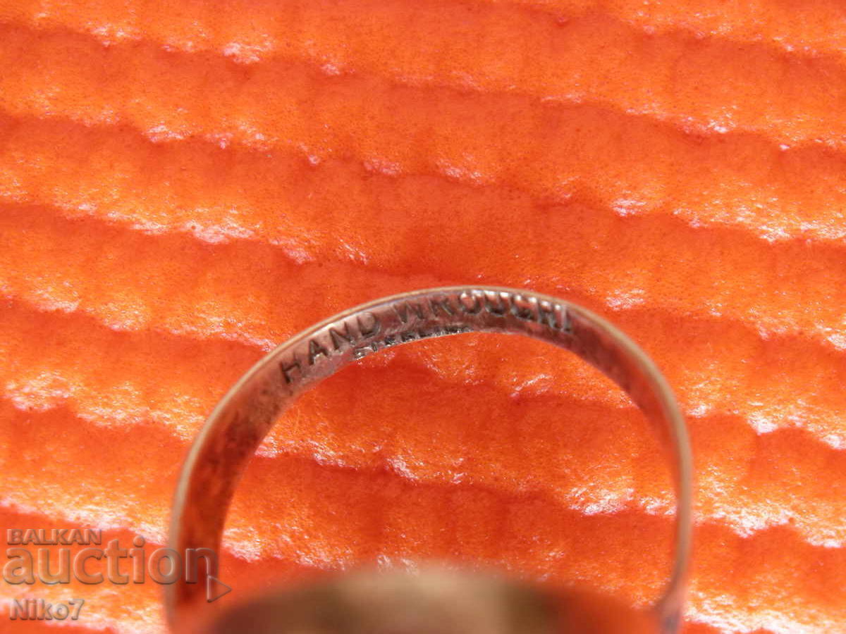 Antique silver ring with natural stone - "copper turquoise" - 6