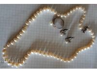 Γυναικείο Σετ Κολιέ Δαχτυλίδι Σκουλαρίκια φυσικά μαργαριτάρια