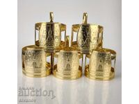 Set vechi de 5 suporturi de pahare, serviciu URSS #6125