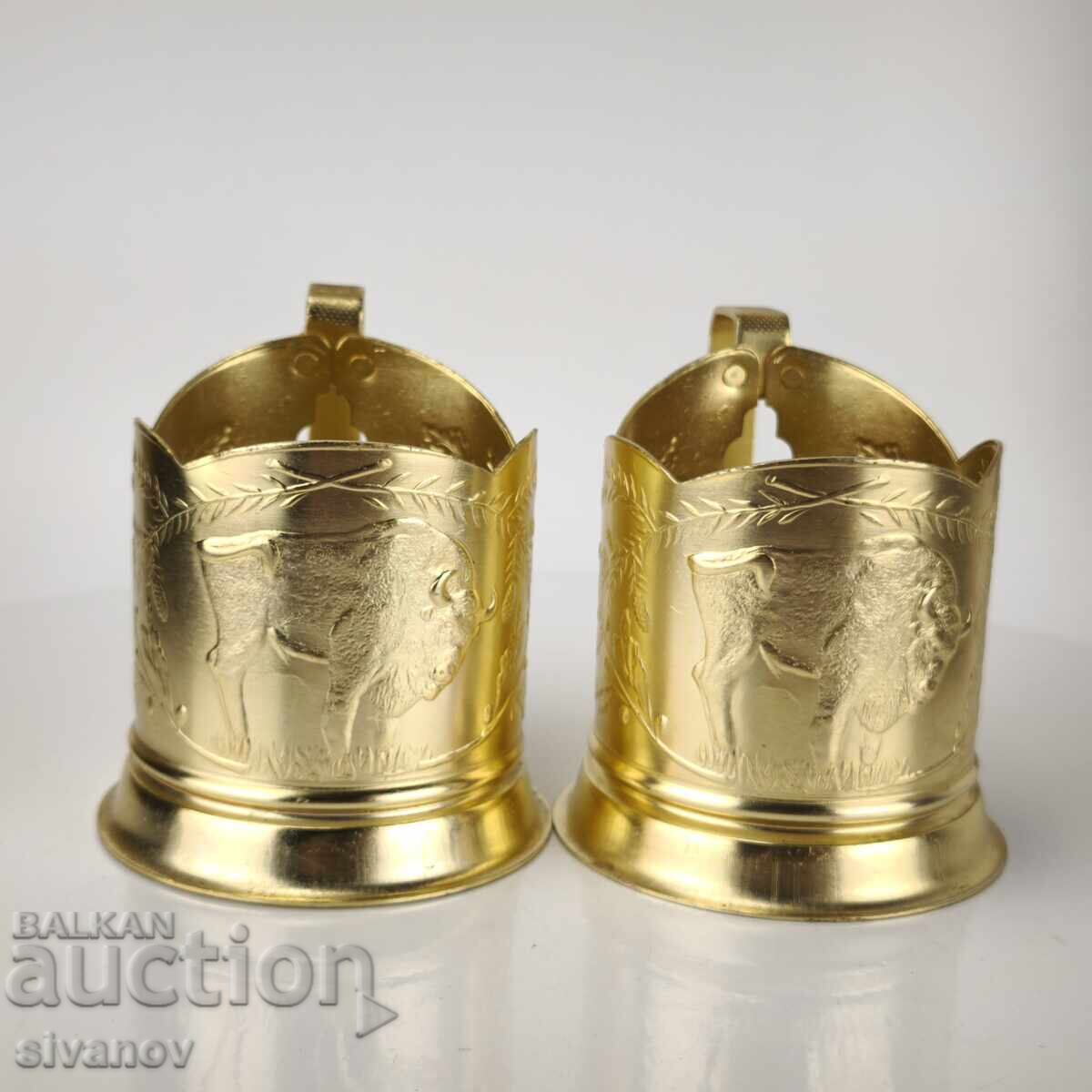 Starter set of 2 glass coasters service USSR #6127