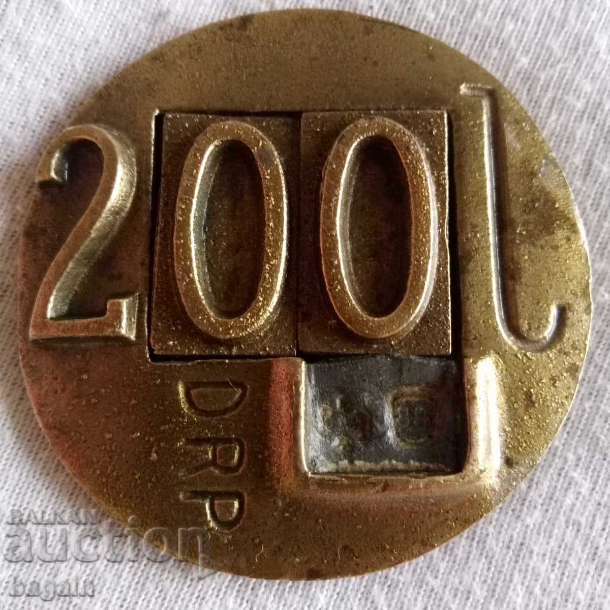 Трети Райх. Бронзова пломба за запечатване на бъчви.