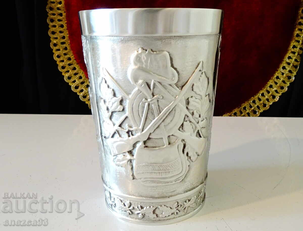 Licitație Ceașcă de staniu, halbă de staniu 300 ml, picturi de vânătoare