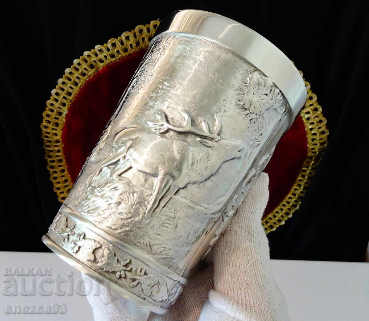 Ceașcă de staniu, halbă de staniu 300 ml, picturi de vânătoare - 6