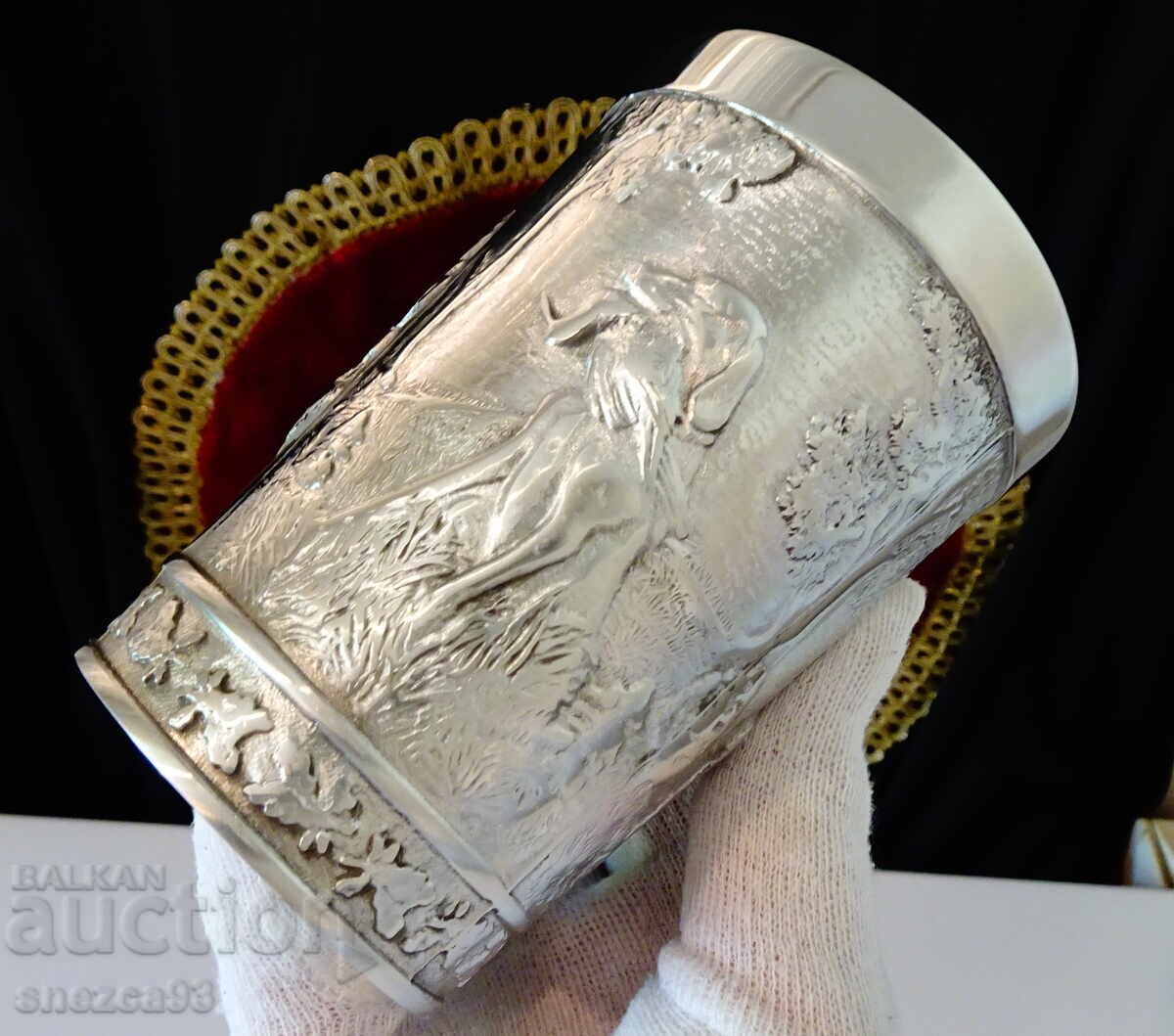 Ceașcă de staniu, halbă de staniu 300 ml, picturi de vânătoare - 7