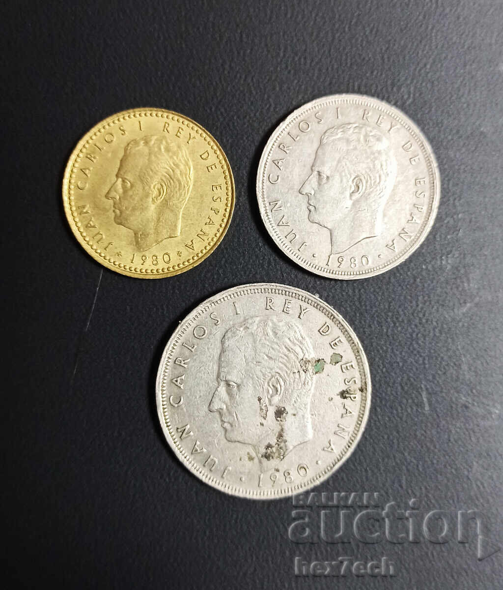 ❤️ ⭐ Лот монети Испания 1980 3 броя Световно по футбол ⭐ ❤️ с цена 3.00 лв. | € 1.53