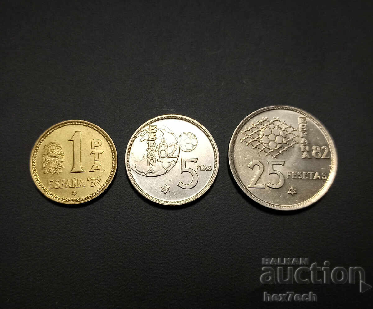 ❤️ ⭐ Lot de monede Spania 1980 3 bucăți Cupa Mondială de Fotbal ⭐ ❤️