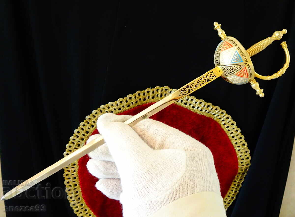 Toledo sabie, pumnal, spadă 26 cm, aur, ornamente Toledo sabie, pumnal, spadă 26 cm, aur, ornamente