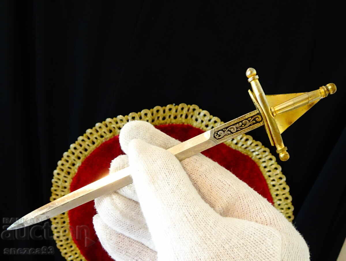 Toledo sabie, pumnal, cuțit de scrisori 17 cm, aur, ornamente - 6